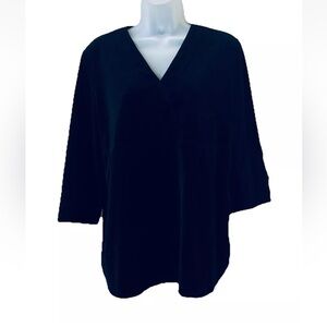 Hot Cotton Women’s Velvet Cotton Blend Top Tunic V Neck Black Size M